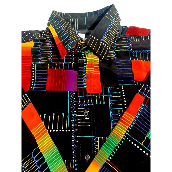 NWOT Vtg 80s Men's Panhandle Slim Colorful Western Button Down Shirt XL 17-17.5 - Picture 9 of 15